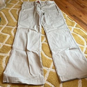 Isda & Co cotton sateen khaki boot cut pants